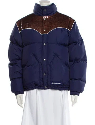 Pre-owned Supreme Nylon Down Jacket In Blue