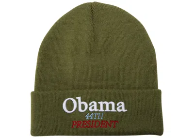 Pre-owned Supreme Obama Beanie In Olive