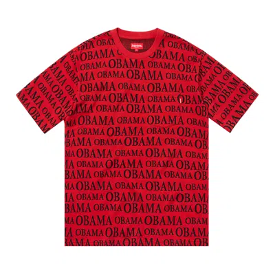 Pre-owned Supreme Obama Jacquard Short-sleeve Top 'red' | Men's Size L