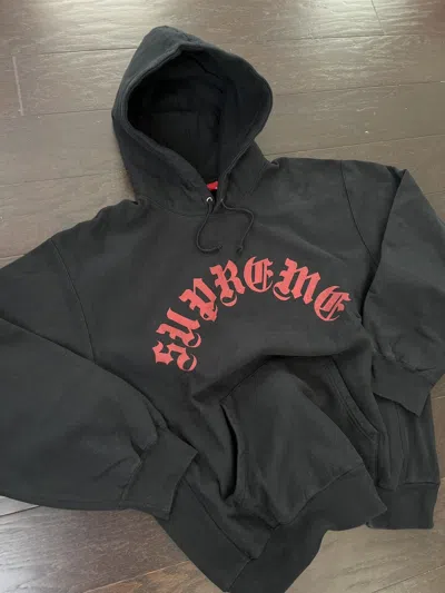Pre-owned Supreme Old English Arc Hooded Sweatshirt L In Black