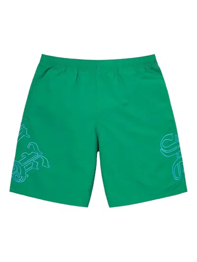 Supreme Old English Back-pocket Shorts In Green