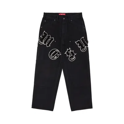 Pre-owned Supreme Old English Canvas Double Knee Painter Pant 'black' | Men's Size 32