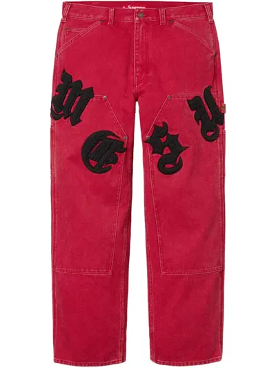 Supreme Old English Canvas Double Knee Painter "ss 25 In Brown