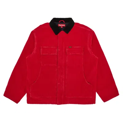 Pre-owned Supreme Old English Canvas Work Jacket 'red' | Men's Size S