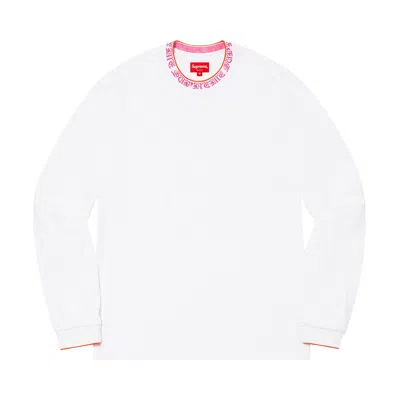 Pre-owned Supreme Old English Collar Logo Long-sleeve Top 'white' | Men's Size M