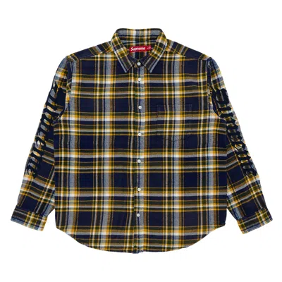 Pre-owned Supreme Old English Plaid Flannel Shirt 'navy' | Blue | Men's Size L