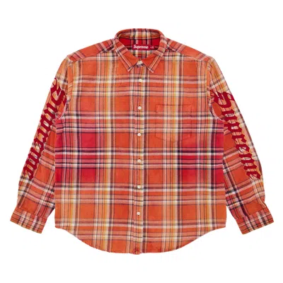 Pre-owned Supreme Old English Plaid Flannel Shirt 'orange' | Men's Size M