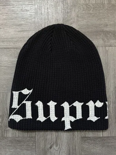 Pre-owned Supreme Old English Printed Beanie Black