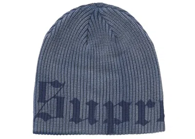 Pre-owned Supreme Old English Printed Beanie In Blue