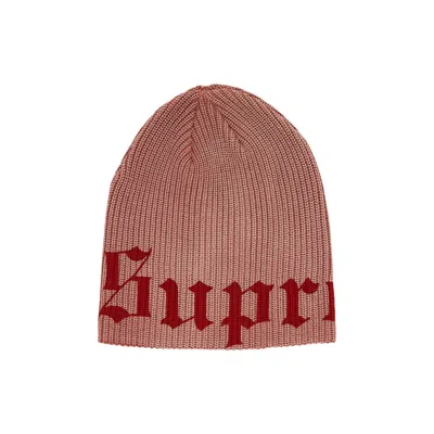 Pre-owned Supreme Old English Printed Beanie 'pale Red' | Men's Size Onesize