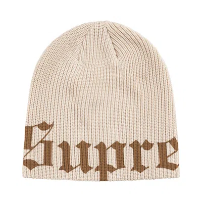Pre-owned Supreme Old English Printed Beanie 'stone' | Grey | Men's Size Onesize In Gray