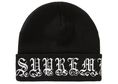 Pre-owned Supreme Old English Rhinestone Beanie In Black