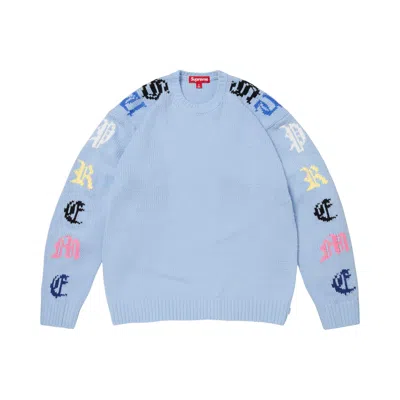 Pre-owned Supreme Old English Sleeves Sweater 'light Blue' | Men's Size S