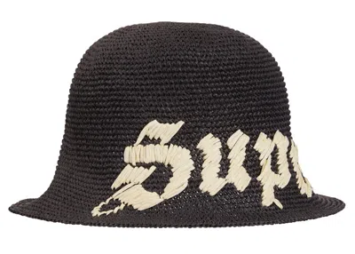 Pre-owned Supreme Old English Straw Crusher Hat In Black