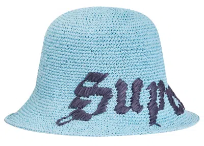 Pre-owned Supreme Old English Straw Crusher Hat In Light Blue