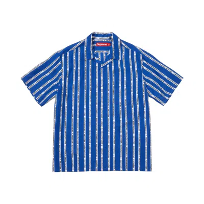 Pre-owned Supreme Old English Stripe Silk Short-sleeve Shirt 'royal' | Blue | Men's Size S