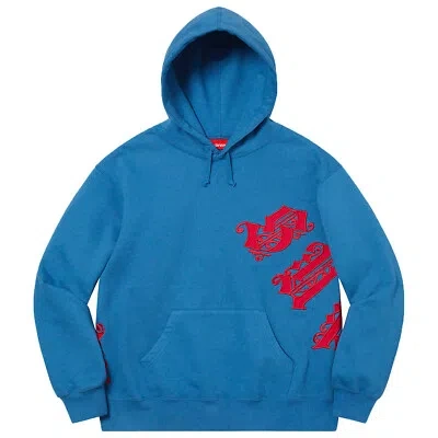 Pre-owned Supreme Old English Wrap Hooded Sweatshirt Mens Style : Ss21sw27 In Pale Royal