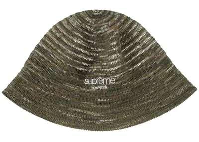 Pre-owned Supreme Open Knit Crusher Hat In Olive