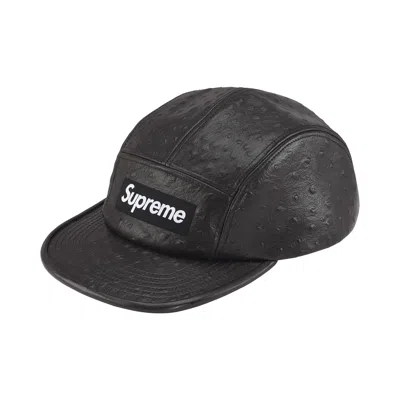 Pre-owned Supreme Ostrich Embossed Leather Gore-tex Camp Cap 'black' | Men's Size Onesize