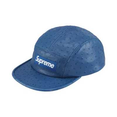Pre-owned Supreme Ostrich Embossed Leather Gore-tex Camp Cap 'blue' | Men's Size Onesize