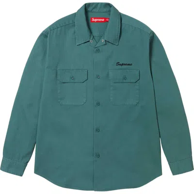 Supreme Our Lady Work Shirt 'teal' In Green