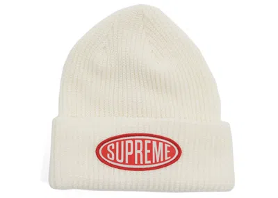 Pre-owned Supreme Oval Patch Beanie In White