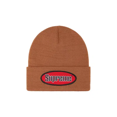 Pre-owned Supreme Oval Patch Beanie 'rust' In Tan