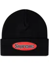 Supreme Oval Patch Beanie In Schwarz