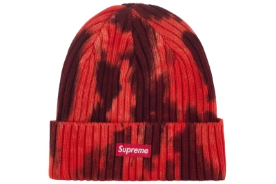 Pre-owned Supreme Overdyed Beanie (ss24) Splatter Red