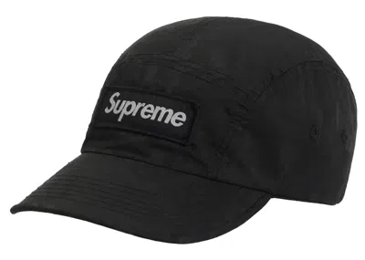 Pre-owned Supreme Overdyed Camo Nylon Camp Cap In Black