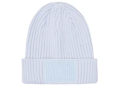 Pre-owned Supreme Overdyed Patch Beanie In Light Blue