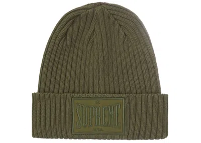Pre-owned Supreme Overdyed Patch Beanie In Olive