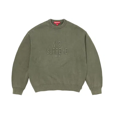 Pre-owned Supreme Overdyed Raised Sweater 'olive' | Green | Men's Size M