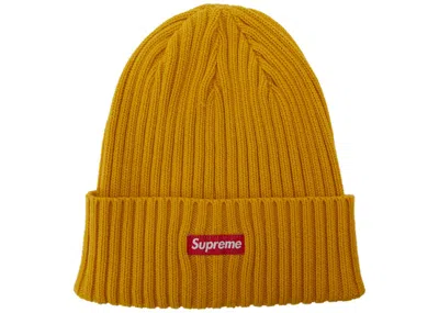 Pre-owned Supreme Overdyed Ribbed Beanie (ss18) In Washed Gold