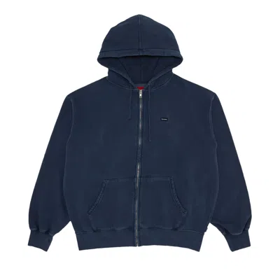 Pre-owned Supreme Overdyed Small Box Zip Up Hooded Sweatshirt 'dark Slate' In Blue