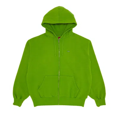 Pre-owned Supreme Overdyed Small Box Zip Up Hooded Sweatshirt 'lime' In Green