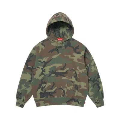 Pre-owned Supreme Overdyed Studded Hooded Sweatshirt 'woodland Camo' | Green | Men's Size Xl