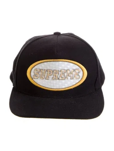 Pre-owned Supreme Overlay 5 Panel Hat In Black