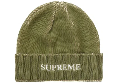 Pre-owned Supreme Overprint Beanie In Olive