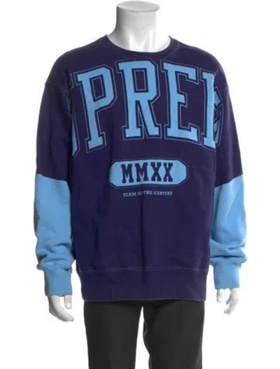 Pre-owned Supreme Overprint Graphic Print Sweatshirt In Blue