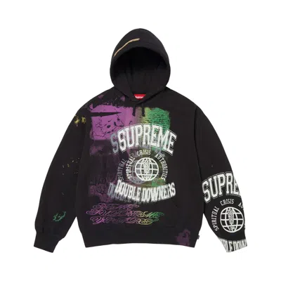 Pre-owned Supreme Overprint Hooded Sweatshirt 'black' | Men's Size L