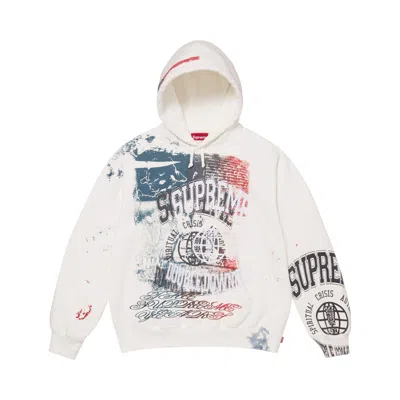 Pre-owned Supreme Overprint Hooded Sweatshirt 'white' | Men's Size M