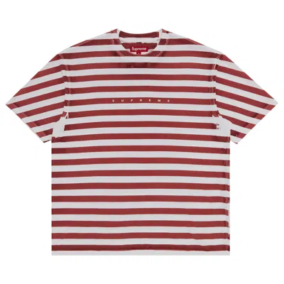 Pre-owned Supreme Overprint Stripe Short-sleeve Top 'red' | Men's Size Xl