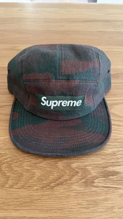 Pre-owned Supreme Painted Camo Camp Cap Green Fw 2012