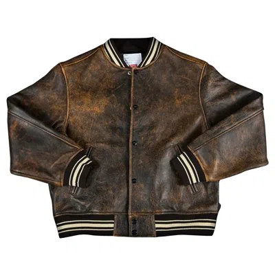 Pre-owned Supreme Painted Leather Varsity Jacket 'black' | Men's Size M