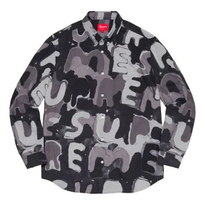 Supreme Painted Logo Shirt 'black Grey'