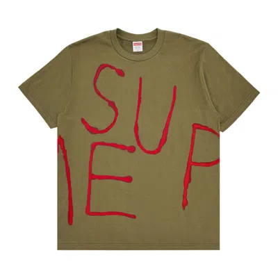 Pre-owned Supreme Painted Tee 'light Olive' | Green | Men's Size M
