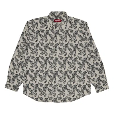 Pre-owned Supreme Paisley Flannel Shirt 'white' | Men's Size M