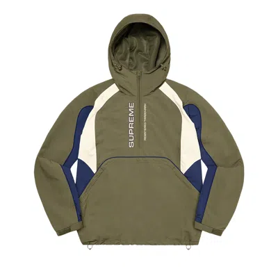 Pre-owned Supreme Paneled Half Zip Pullover 'olive' | Green | Men's Size L