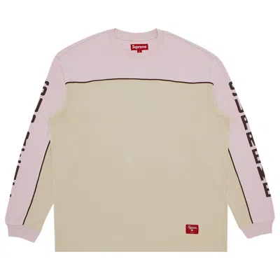 Pre-owned Supreme Paneled Piping Long-sleeve Top 'tan' | Men's Size L